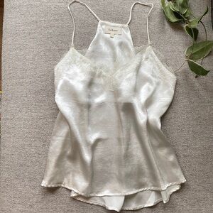 White Satin Camisole Lace Neckline